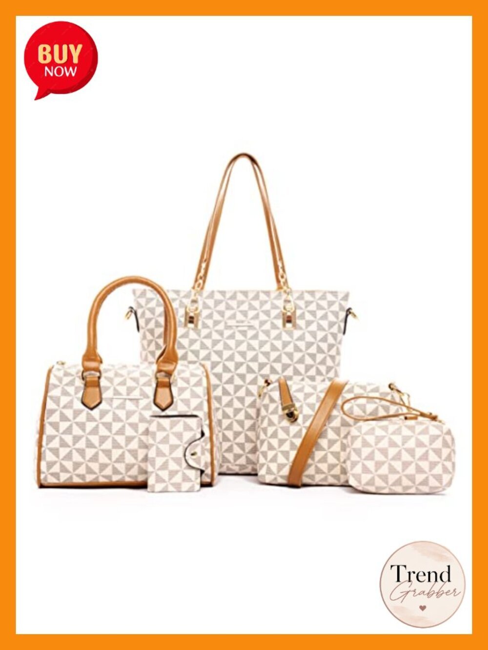 6-Piece Faux Leather Satchel & Tote Set with Wallets
